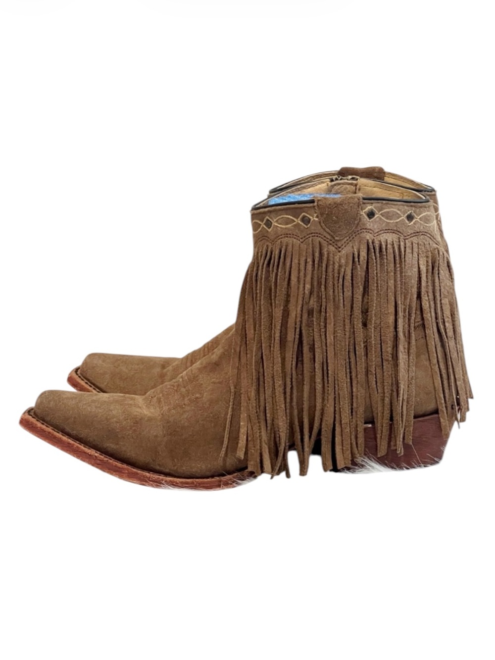 J.B. Dillon Brown Suede Fringe Cowgirl Festival Boots Size 7.5